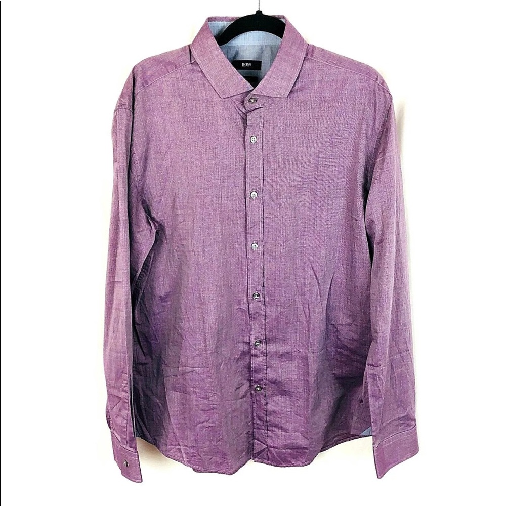 Hugo Boss Men’s Sz 2XL Purple Button Front Dress